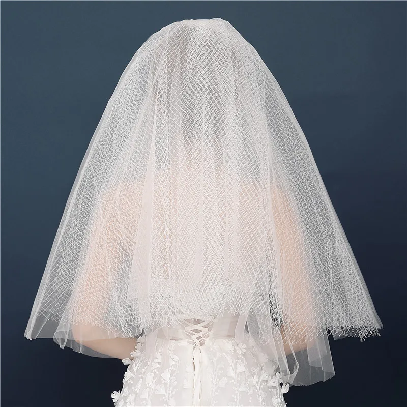 

Wholesale Velo Sposa Vintage Puffy Short Wedding Veils Womens Elbow Length Widest Ivory Bridal Veils Bridal Accessories Mariage
