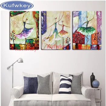 

full Diy Diamond Painting Cross Stitch Diamond Mosaic Diamond Embroidery Fashion Oil Painting Dancing Girls Rhinestone triptych