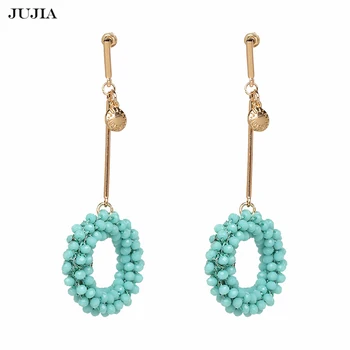 

JUJIA Bohemian Fashion Statement Dangle Drop Earrings For Women Handmade Round Pendant Earrings Jewelry