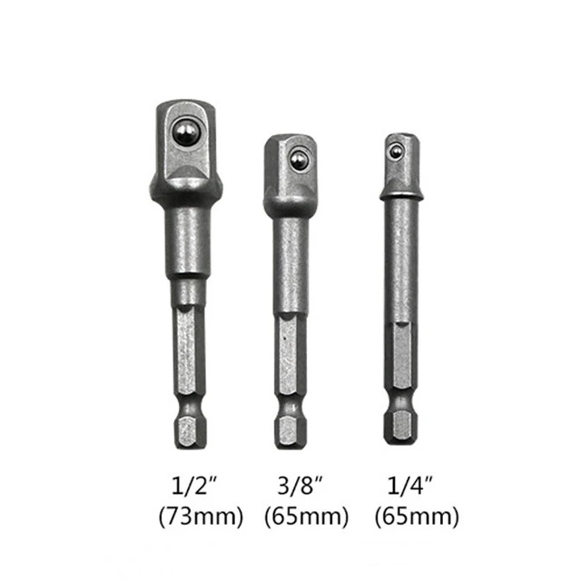 3 PCS/Set Hexagonal Shank Square Head Socket Extension Bar Connecting Rod Sleeve Hex Universal Sleeve Connecting Rod PartsMulti