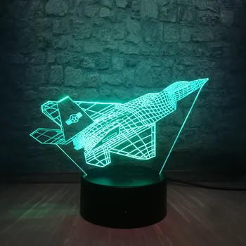 

2018 3D Jet Aircraft Warplane Model Cool RC Toy Creative Night Light Touch LED Illusion Table desk bedside lamp Decor kids Toys