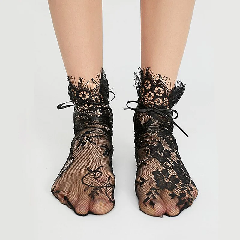 Women's Short Socks Summer Black/White Lace Eyelash Cute Socks Hollow Out Fishnet Socks For Girls Japan Transparent Hosiery Women's Short Socks Summer Black/White Lace Eyelash Cute Socks Hollow Out Fishnet Socks For Girls Japan Transparent Hosiery