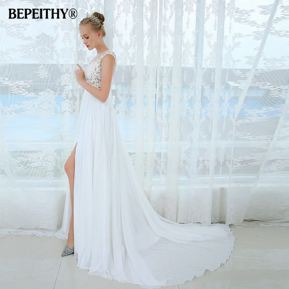 Vestido De Novia, короткий рукав, Пляжное свадебное платье, кружевные сексуальные свадебные платья, шифоновое свадебное платье, горячая распродажа