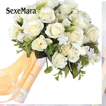 SexeMara цвета слоновой кости розовый цвет шампанского синий Холдинг цветок невесты свадебные рассеиватель для фотостудии свадебный букет