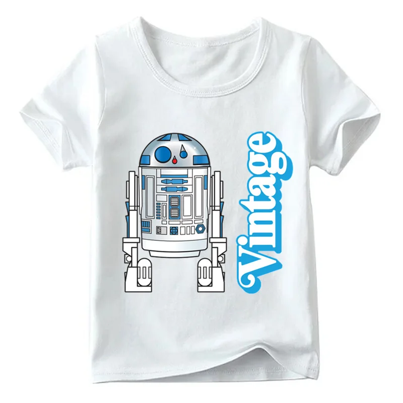 White H Забавная футболка с R2-D2 «Звездные войны» и BB-8 для маленьких мальчиков и девочек летние детские топы с короткими рукавами, детская повседневная одежда HKP5193 - Цвет: White H