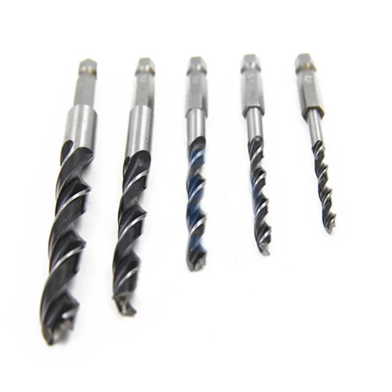 

5pcs Hex Handle Three-point Woodworking Drill Woodworking Punching Tool 4mm-10mm Woodworking High Carbon Steel Reaming Tool Set
