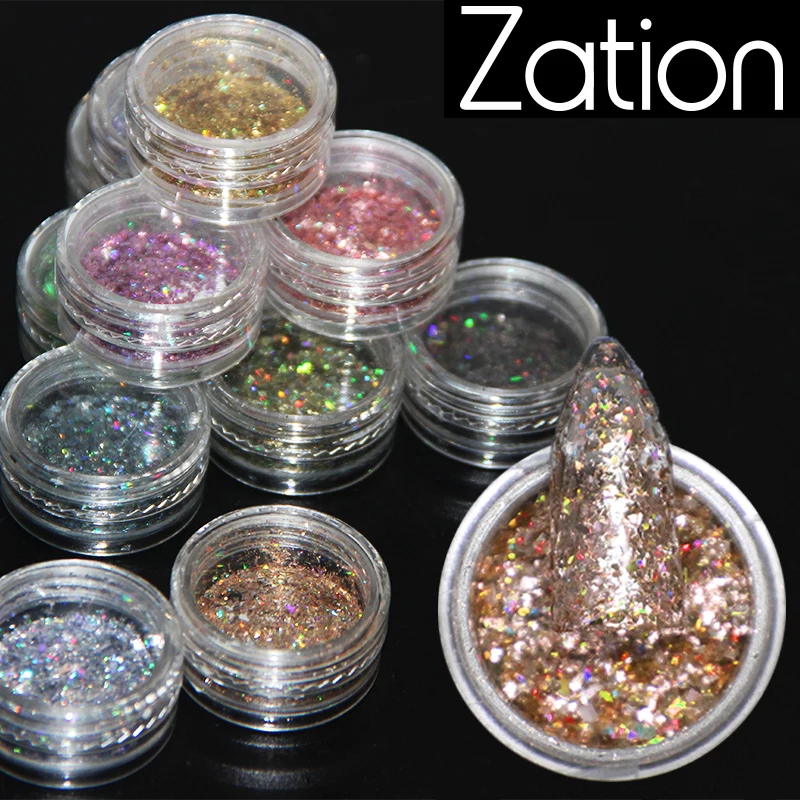

Zation New Mirror Acrylic Glitter Powder Nail for Nails Mirror Powder Colorful Chrome Pigment Decorations for Gel Nail Polish