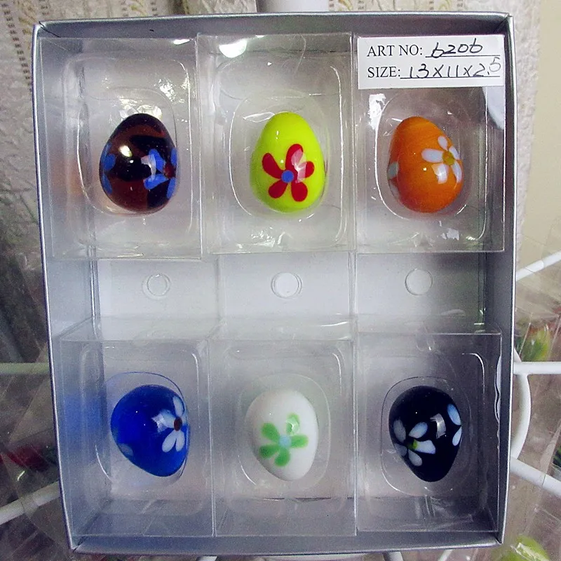 

6pc Custom wholesale Easter eggs creative decorative handmade glass crafts wedding party decorative glass egg model set