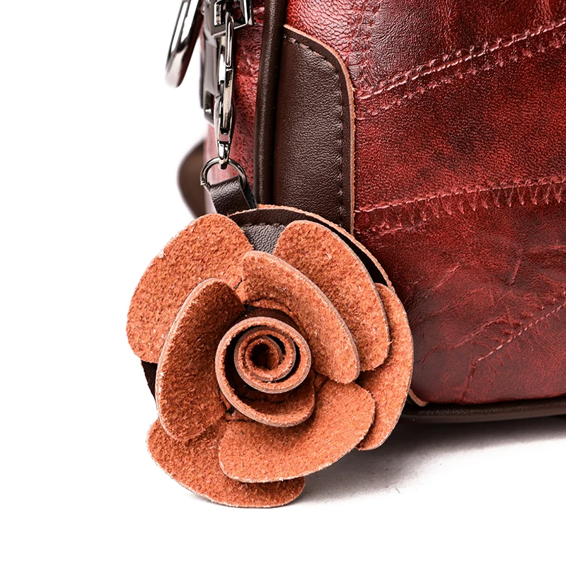 Cuero genuino de las mujeres bolsa de hombro de cuero de vaca de señora de cosméticos de alta calidad diseñador de lujo multifunción Mochila Cuero genuino de las mujeres bolsa de hombro de cuero de vaca de señora de cosméticos de alta calidad diseñador de lujo multifunción Mochila