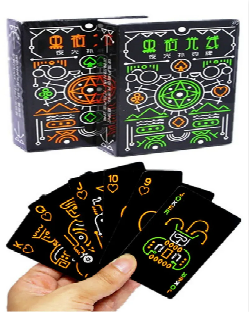 1 Set Black Novelty Luminous Fluorescent Poker Collection Special Poker Pvc Plastic Deck Card