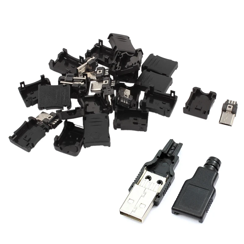 OPQ новинка 10 шт. 4 контактный разъем USB типа A с черной пластиковой крышкой и 5 Micro