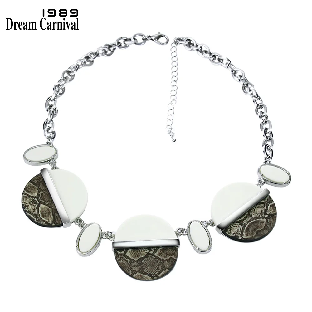

DreamCarnival 1989 Resin Necklace Snake Pattern Round Beads Summer Holiday Fashion Jewelry Party Choker Gargantillas y Collares
