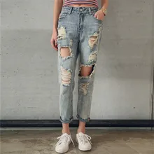 Женские джинсы, весна и лето, новая Корейская версия, свободные джинсы с дырками, брюки от harlan, Женский светильник, синие штаны