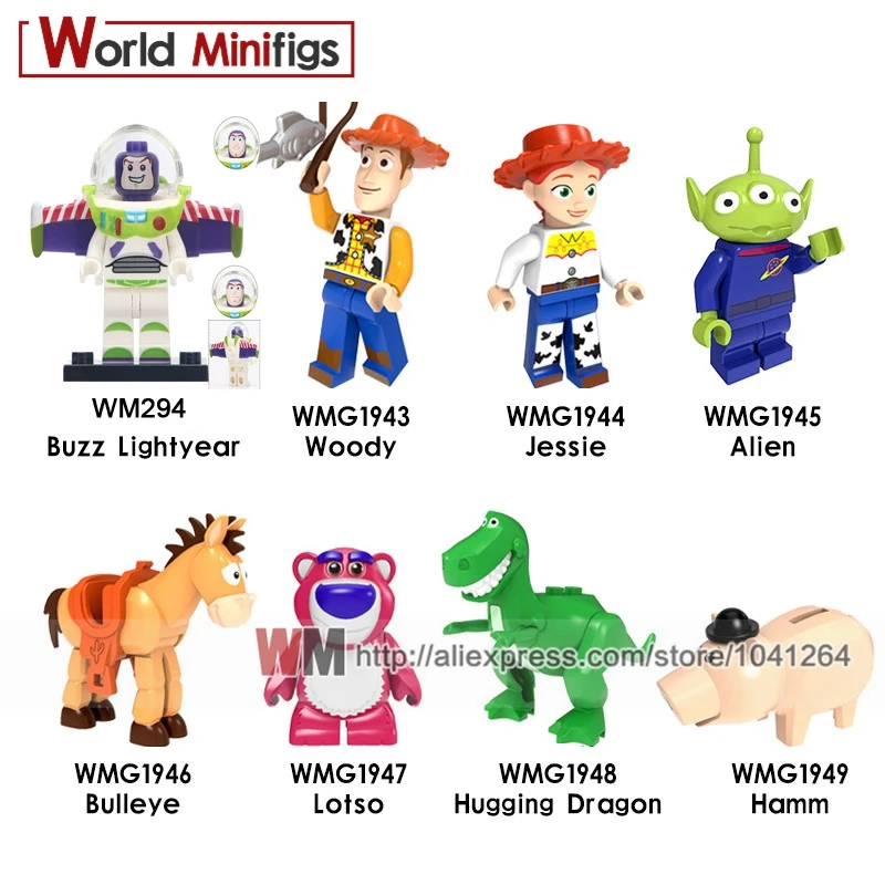

8PCS/Set Legoings Toys storys 3 Anime Buss Light year Blue eye Woody Jessie Alien Building Blocks Figures Gift Toy For Children