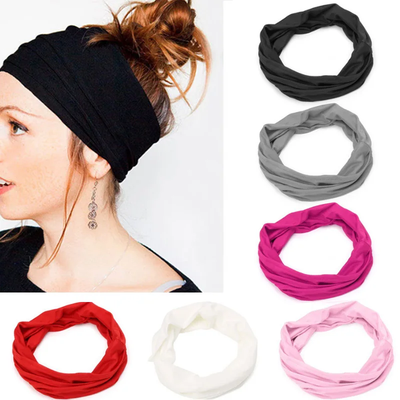 

Fashion New Women Girls Hairband Soft Comfortable Wide Elastic Stretch Running Yoga Turban Head Wrap Scarf Hair Accessories