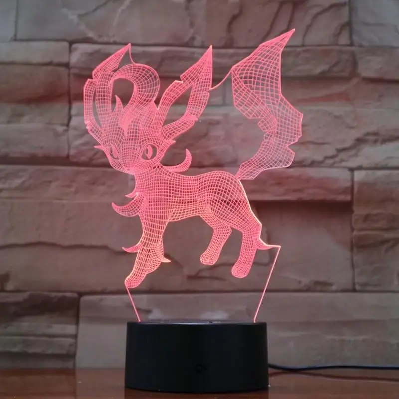 Креативная 3D лампа Покемон фигурки Eevee Leafeon ночной Светильник RGB светодиодный многоцветный мультяшный детский подарок Детская игрушка мальчик гаджет