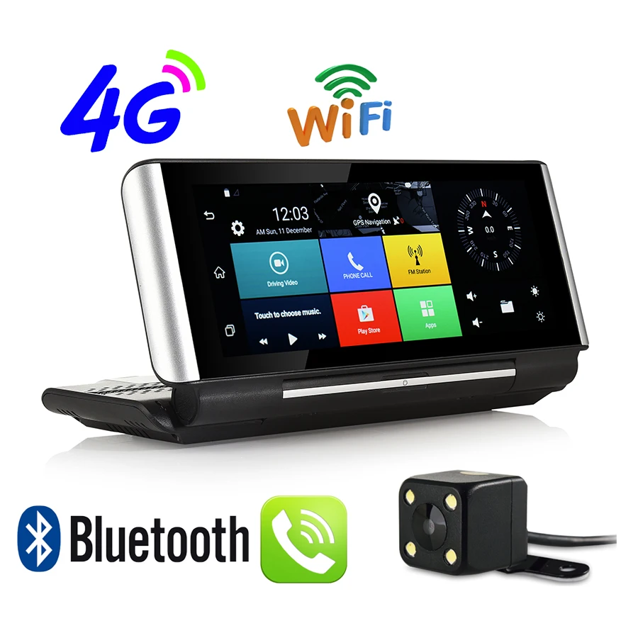 Udricare 7 inch 4G SIM Card Android GPS WiFi Bluetooth Phone Call DVR Dual Lens FHD