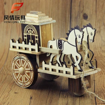 

Wooden art Music horse-drawn carriage porch TV cabinet presents birthday gift crafts to friends crafts sculpture statues Home