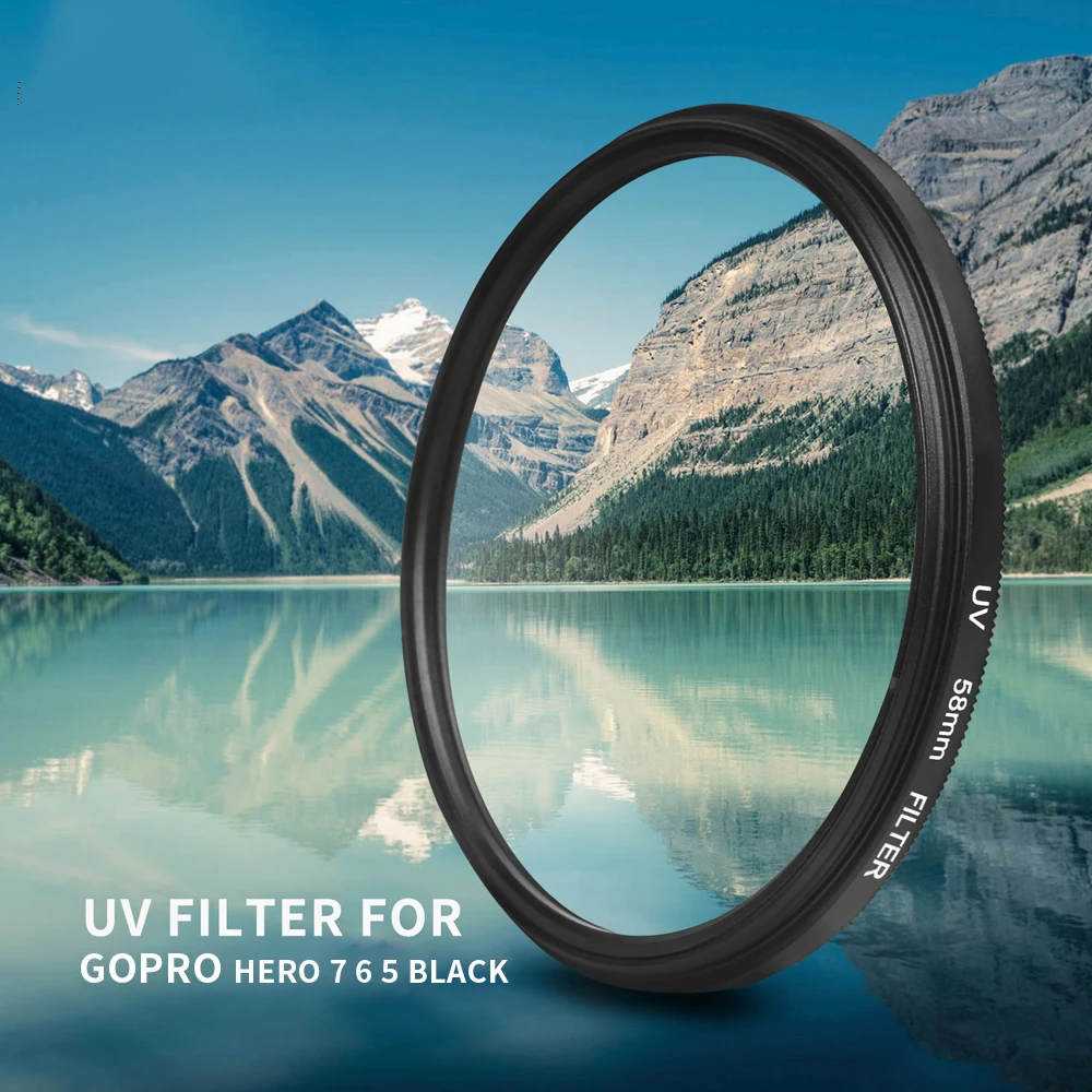 

58mm UV Protection Filter for GoPro Hero 7 6 5 Waterproof Case with Lens Cover Adapter Mount for Go Pro 7 6 5 Accessory