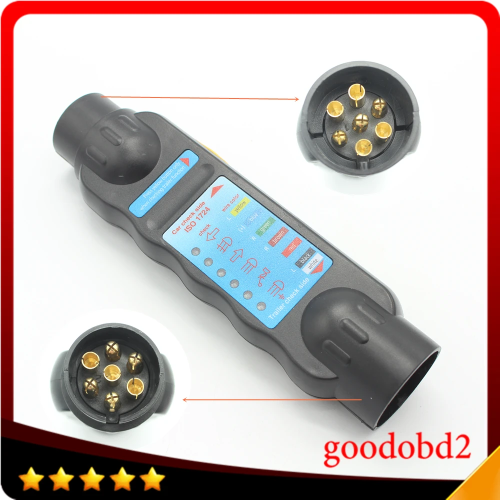 

12V Professional 7 Pin Vehicle Car Towing Trailer Light Cable Circuit Plug Socket Tester with 7 LED indicator