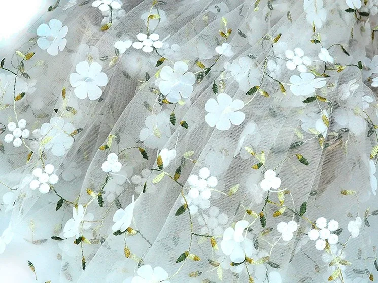 Шифон 3D цветок вышивка сетка кружево ткань для платье юбка шторы ручной работы DIY аксессуары материал D695