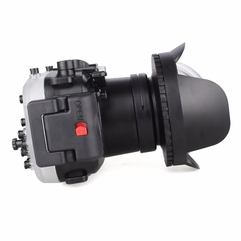 40 м/130ft для подводного погружения и дайвинга Камера Корпус чехол для sony A5000 16-50 мм, Водонепроницаемый Сумки Чехол+ Fisheye Объектив dome port+ красный фильтр