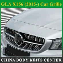 For Mercedes GLA Diamond Grille Mesh Front Grill Chrome Silver Black Design X156 GLA250 GLA220 GLA200 GLA260 2014-2015