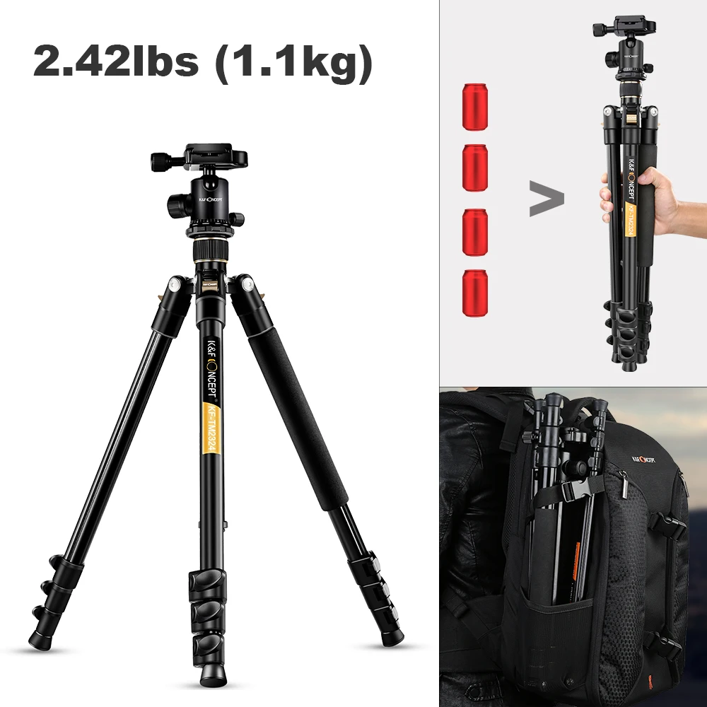Легкий портативный профессиональный штатив K & F Concept TM2324 для путешествий