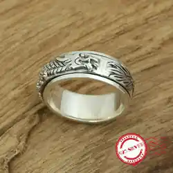 S925 серебро мужские кольца ювелирные изделия ручной работы ретро классический в индивидуальном стиле вращающихся Дракон Форма 2018 новый