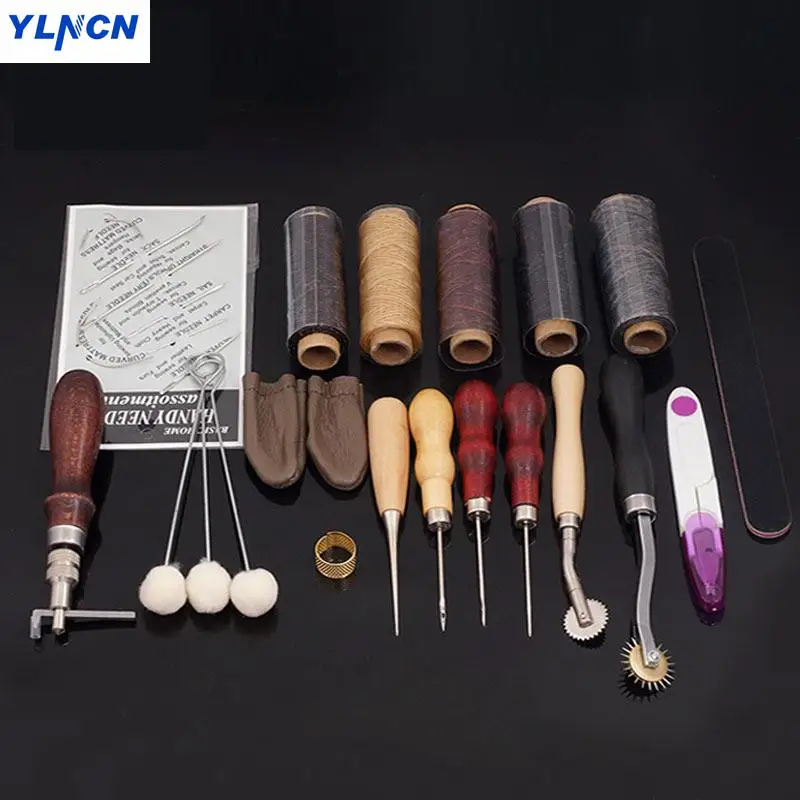 

Carving Leather Craft Sets Handmade Sewing Cutting Tool 18 pieces set Leather Tools Working Leather Repair Knifes Edger