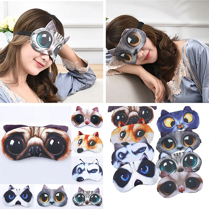 

VIP 1Pcs Cute Cat Sleep Mask Eye Mask Eyeshade Sleeping Eye Patch Women Men Soft Portable Blindfold Travel Eyepatch Free Shipp