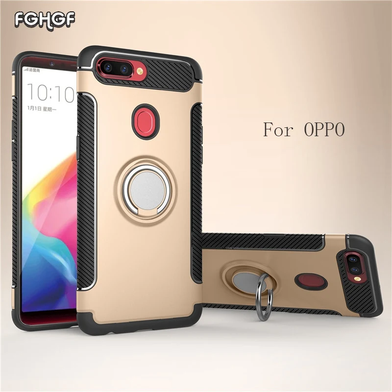 

Case For OPPO R9 Plus Cover Smart Phone Shell For OPPO R9S Simple Silicone Adsorbable Hard PC Magnetic Ring Armor Back Cases