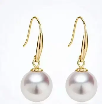 

FREE shipping>>>>noble jewelry 18k 10-11 MM round natural white Freshwater akoya Pearls earrings