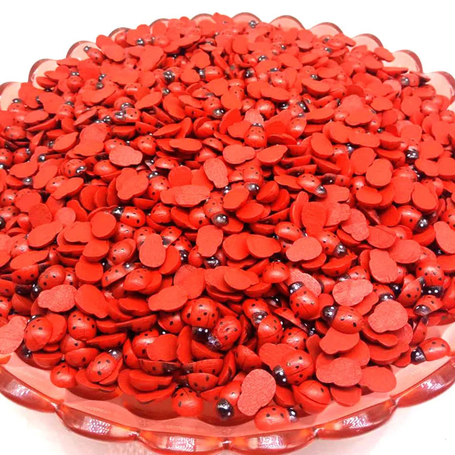 

100pcs 8x11mm Red Wood Ladybirds/Ladybugs Easter DIY Crafts Toppers Embellishments Scrapbook Cardmaking