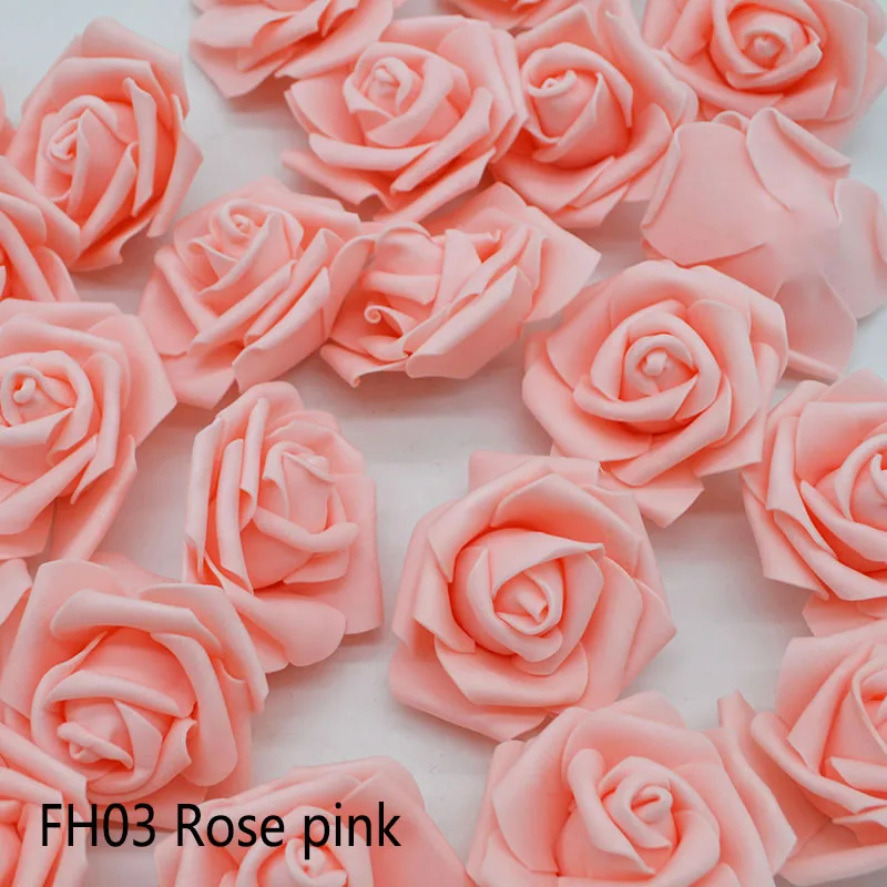 20pcs/Lot 6cm PE Foam Big Rose Flower Head Artificial Flowers Wedding Decorations DIY Scrapbooking Wreath Home Decor Crafts - Цвет: FH03 Rose pink