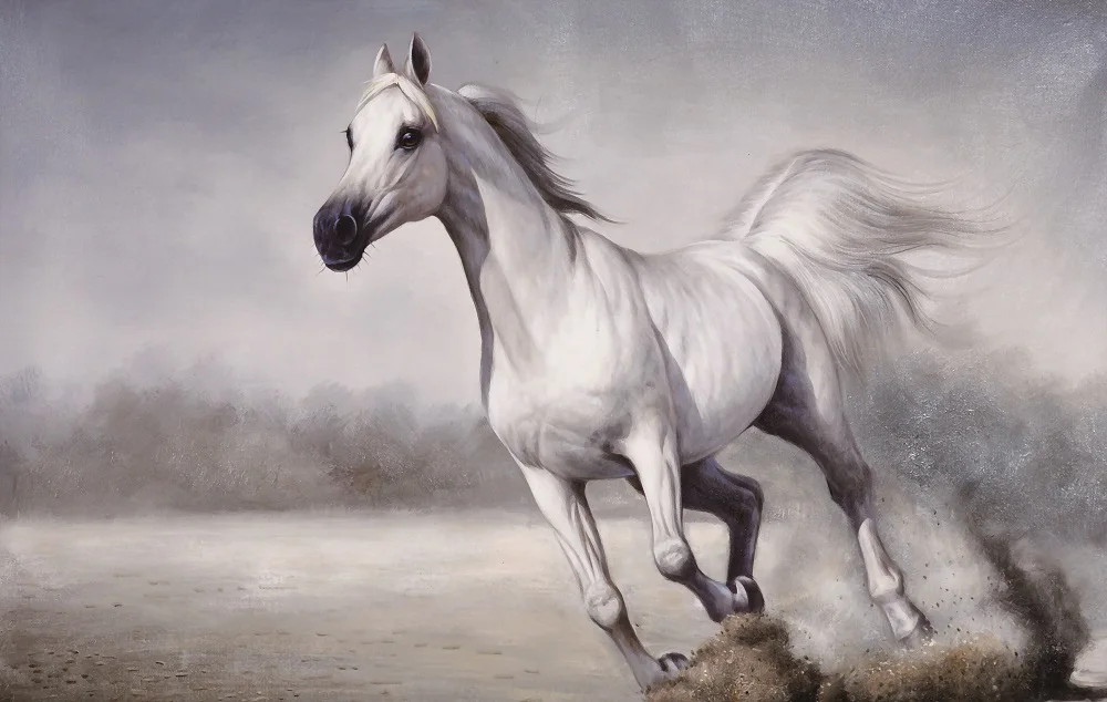 Пользовательские 3D Белая лошадь фото настенной Стикеры обоями самоклеящихся винила Арт домашний декор, обои, фрески