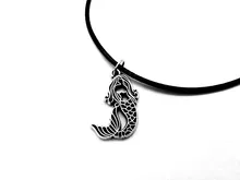 Little Mermaid Necklace Sea maid Fish Tail Silhouettes Rope Leather Necklaces for Kids Ariel Beach Ocean Fairy Tale Party