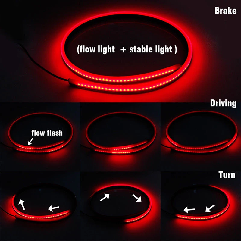 

LED Light Rear Tail 12V Signal Safety Warning Light Super Bright Red Flowing Flashing Car Third High Mount Stop Lamp Brake Light
