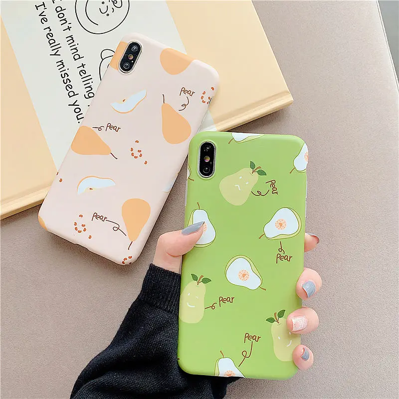 

Cartoon fruit pear phone case For iphone X case Scrub soft silicon tpu case for iphone XS Max XR 7 8 6 6s Plus case capa