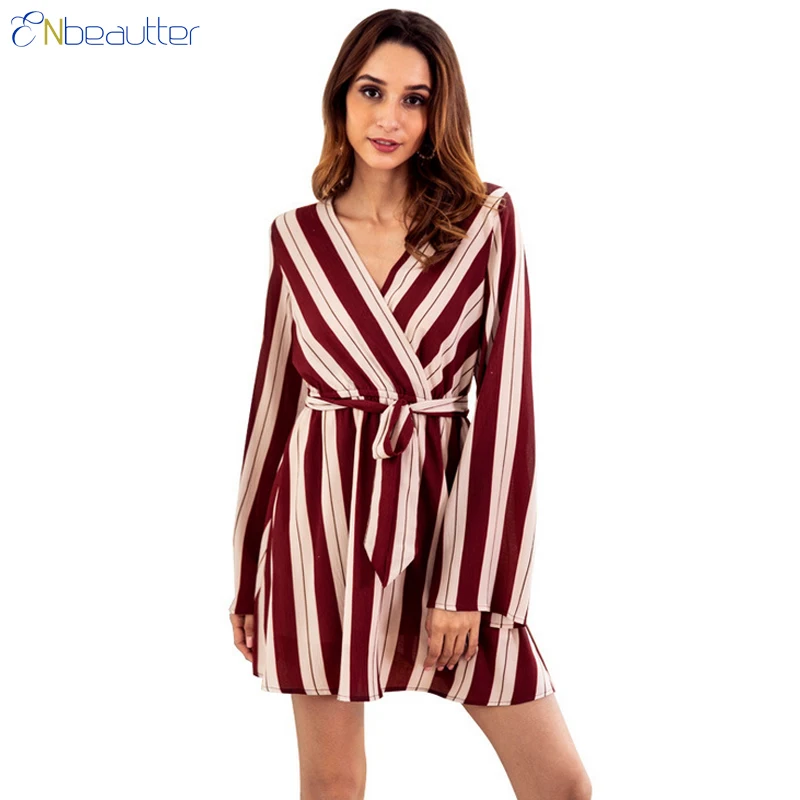 ENbeautter Woman Dress 2018 Spring Summer Sexy V N...