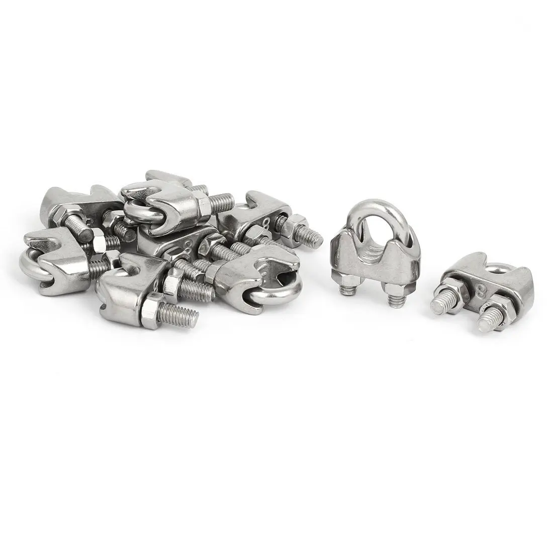 

M8 5/16 Inch 304 Stainless Steel Saddle Clamps Cable Wire Rope Clips Fastener 10PCS