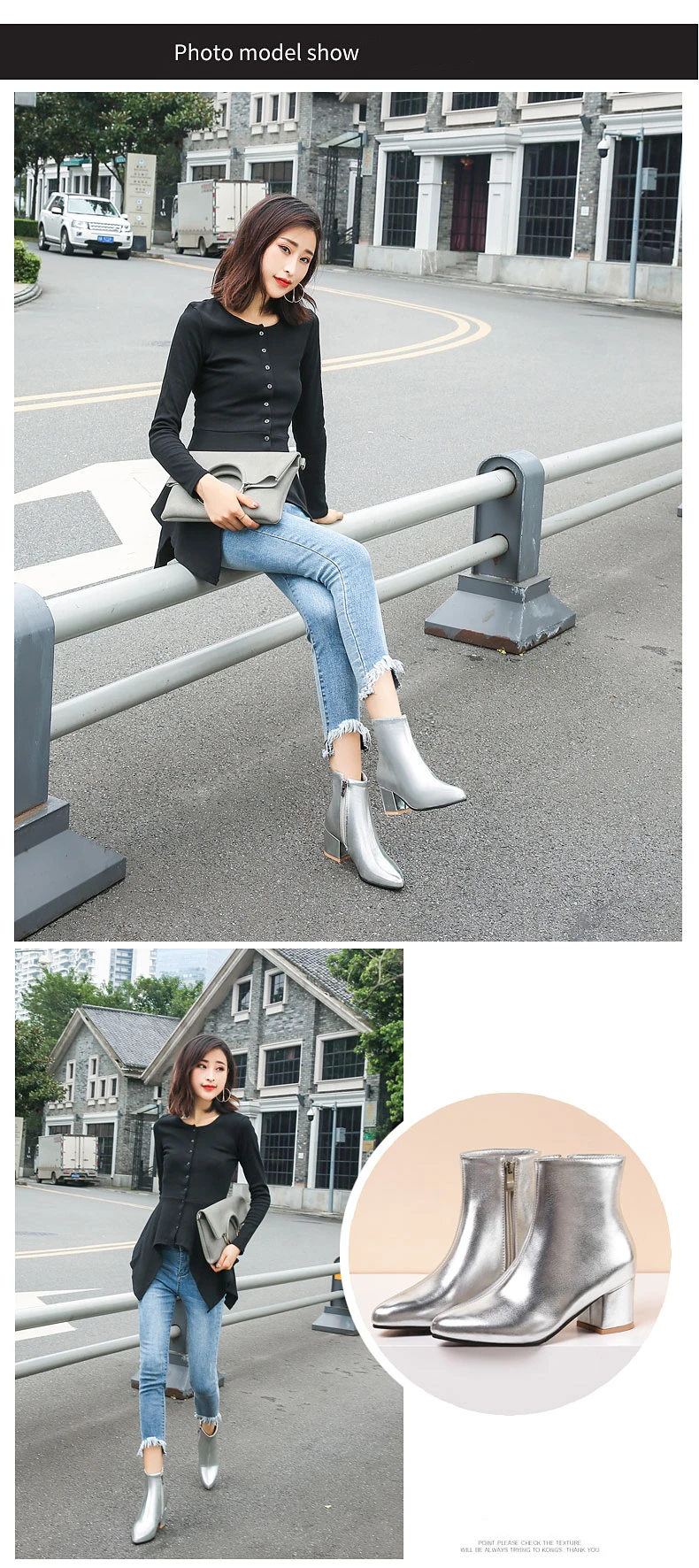 RQFF Brand Winter Boots Women With Box Big size 34-43 Shoes Woman 6CM Heel Ankle Boot Female Footwear Gold Leather Ladies Shoe (1)