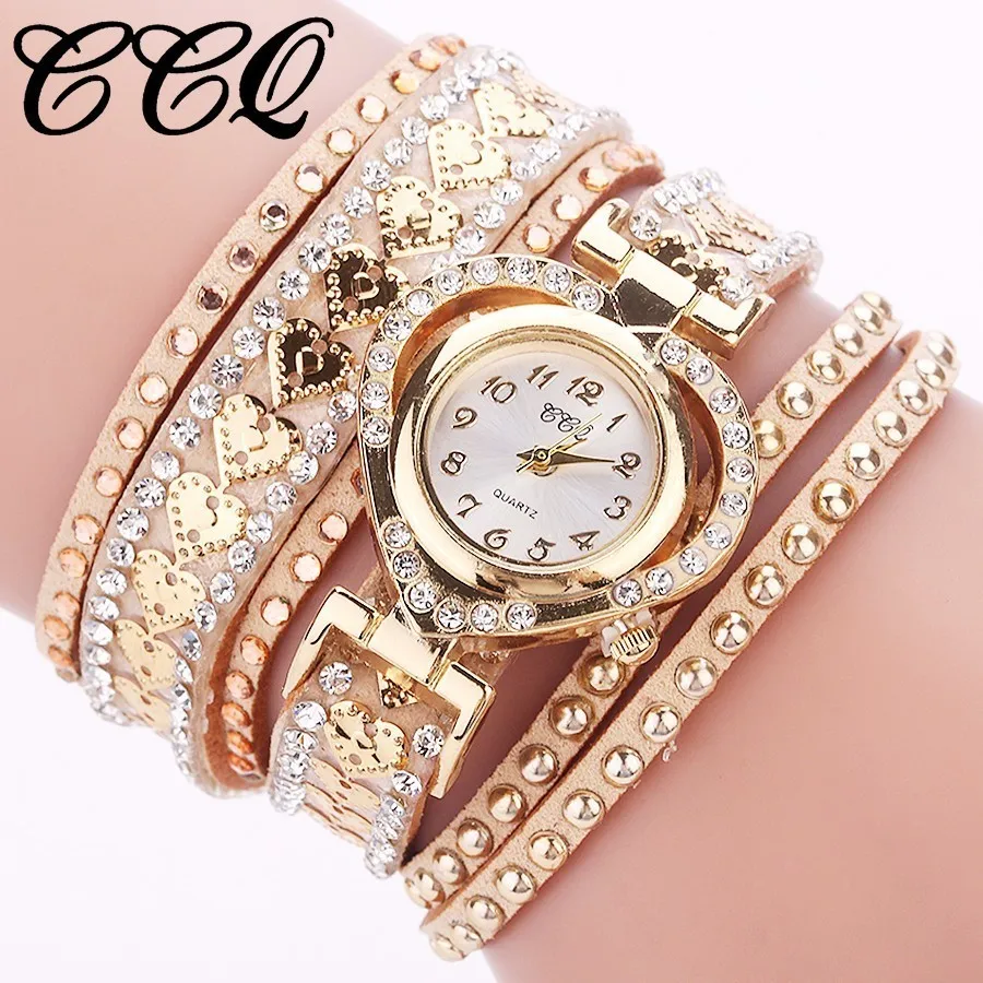 

CCQ Brand Fashion Women Rhinestone Watch Luxury Ladies Bracelet Quartz Watch Casual Women Wrist Watches Relogio Feminino Hot