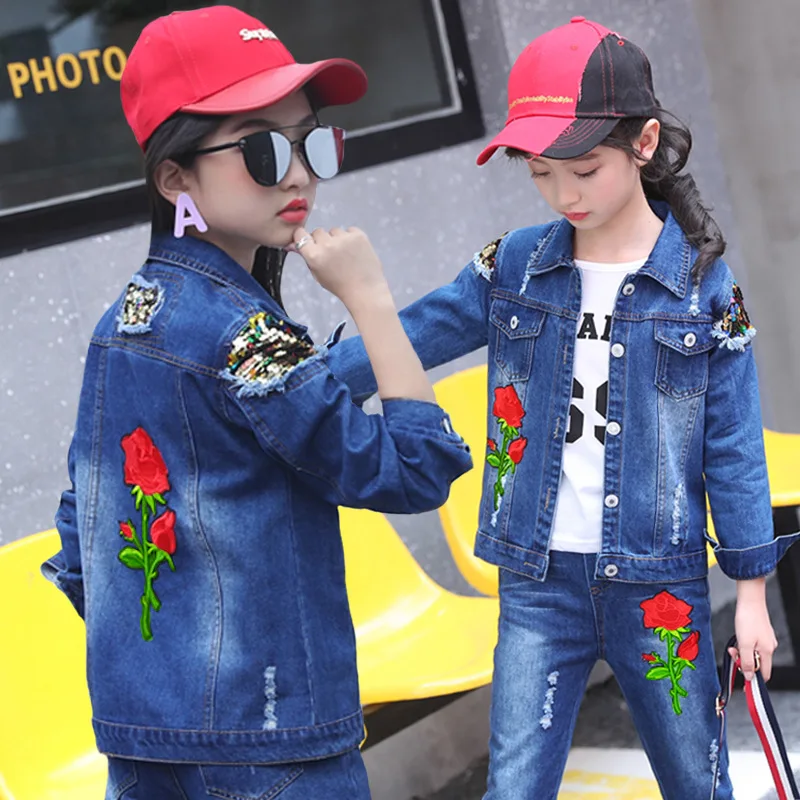 2019 Kids Clothing Set Girls Denim Floral Girls Clothing Sets Autumn Long Sleeve Pants Girls Casual Children Clothes Suit Sport
2019 Kids Clothing Set Girls Denim Floral Girls Clothing Sets Autumn Long Sleeve Pants Girls Casual Children Clothes Suit Sport