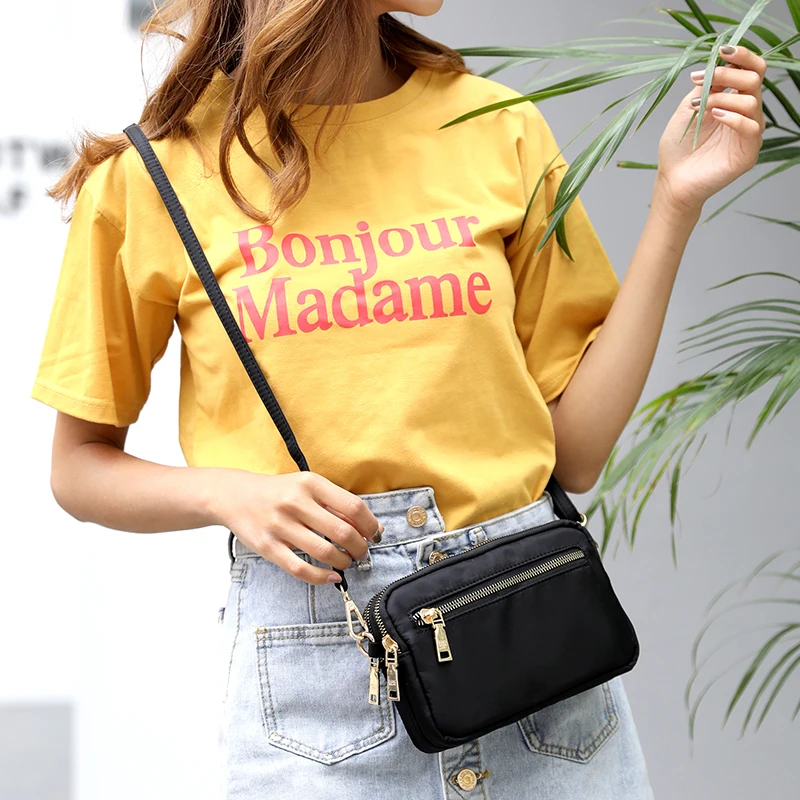 

Small Oxford Solid Waterproof Money Bag Women Messenger Bag for Cellphone Girls Mini Portable Mobile Phone Casual Shoulder Bag