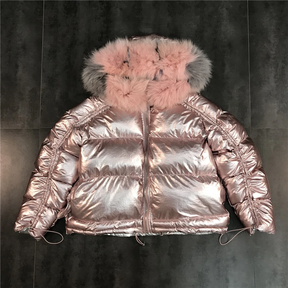 Col Dés rose Nouvelle Correspondance Fourrure 2018 or Mode Noir Couleurs Lumineux Coton face Hiver Chaud Veste De Double Des Parka wq5wI8xH