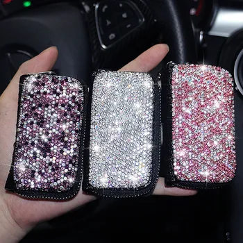 

Bling Bling Crystal Key Case for Car Key Holder Women Leather Key Organizer Storage Bag Universal for Benz BMW Audi Volkswagen