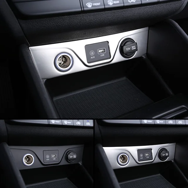 

For Hyundai Tucson 2016-2018 Stainless steel Center Console Cigarette Lighter AUX USB Panel Cover Trim Car accessories Styling