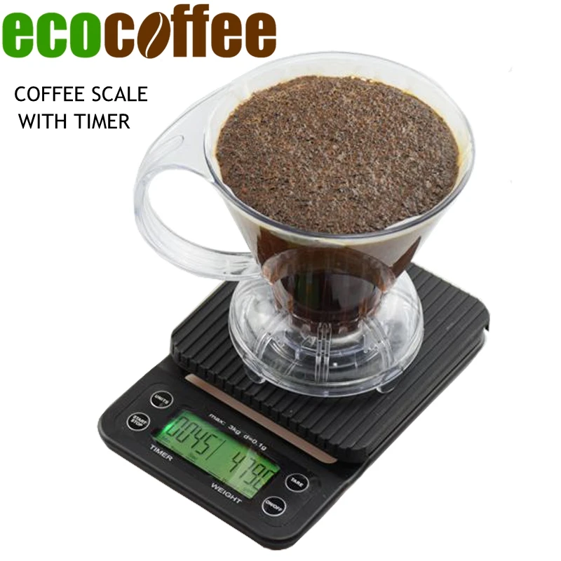 Цифровые Мини весы Eco coffee с таймером 3 кг 0 1 г электрические кухонные стол для