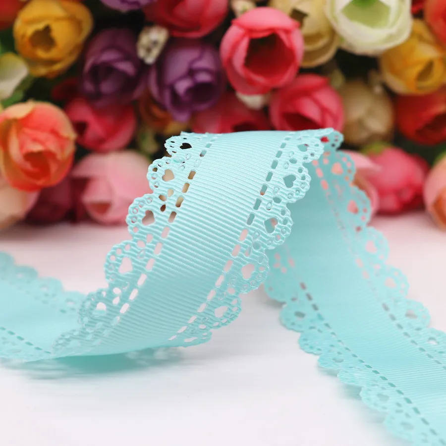 10 Yards Hollow Lace Grosgrain Ribbon Peach Heart Ribbon 30MM For Hair Bows DIY Crafts Handmade Accessories M19042702 ribbon decoration ribbon supplies grosgrain ribbon lace trim ribbon